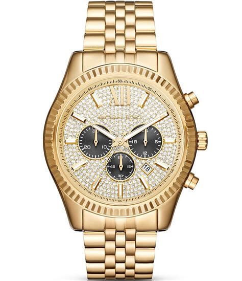 michael kors men oversize pave lexington chronograph watch|Michael Kors leather watch.